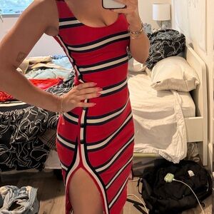 Urban Outfitters Striped Red and Blue Sleeveless Bodycon Dress